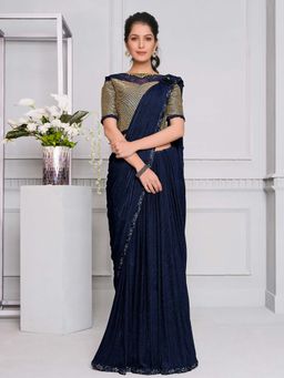 Odette - Blue Designer Saree with Unstitched Blouse
