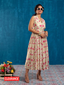 Gajra Gang - Desert Dance Beige Floral Printed Maxi Dress GGDRS15
