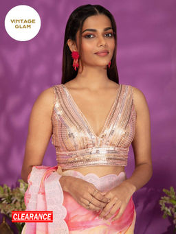 Gajra Gang - Vintage Rani Pink Shimmer Textured Blouse GGBL16