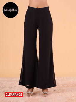 Gajra Gang - Pixie Dust Black Georgette Rhinestone Detail Pant GGPDBTM02