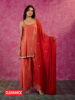 Gajra Gang - Frida Farida Coral Georgette Embroidered Short Anarkali Set GGFFSKD09