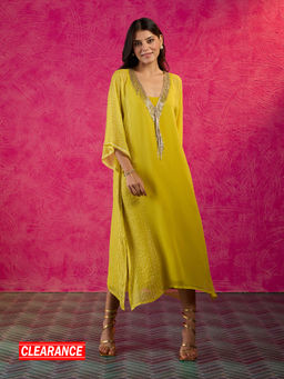Gajra Gang - Frida Farida Lime Green Georgette Lurex Embellished Kurta Dress