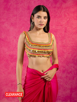 Gajra Gang - Frida Farida Yellow Lace Embroidered Stitched Blouse GGFFBL02