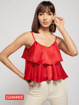 RSVP by Nykaa Fashion - Red Solid Strappy Top