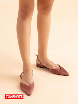 RSVP by Nykaa Fashion - Pink Pointed Toe Stone Embellished Chain Detail Mules