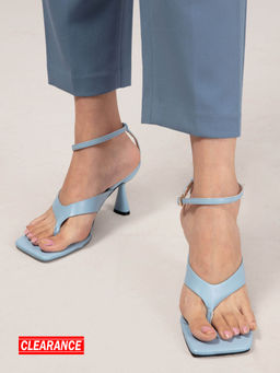 RSVP by Nykaa Fashion - Blue Square Toe Thong Kitten Heels