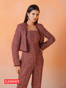 RSVP by Nykaa Fashion - Multicolor Checked Cropped Tweed Jacket
