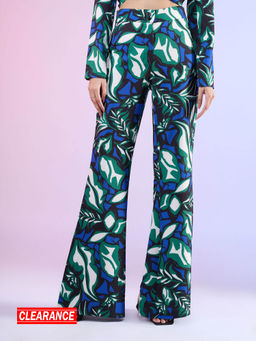 RSVP by Nykaa Fashion - Blue & Multi-color Abstract Fit And Flare Pant