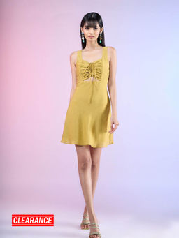 RSVP by Nykaa Fashion - Yellow Cut Out Sweetheart Neck Mini Dress