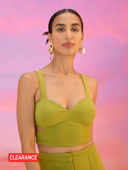 RSVP by Nykaa Fashion - Olive Green Sweetheart Neck Bralette Crop Top