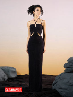 RSVP by Nykaa Fashion - Black And Purple Cut Out Strappy Maxi Dress