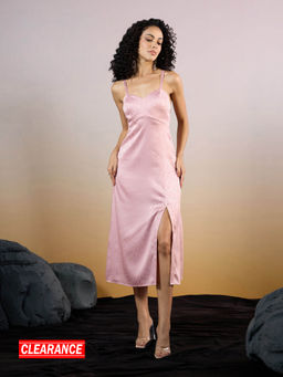 RSVP by Nykaa Fashion - Light Pink Animal Texture Sweetheart Neck Midi Dress