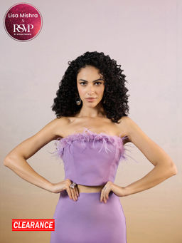 RSVP by Nykaa Fashion - Lilac Tube Neck Feather Crop Top