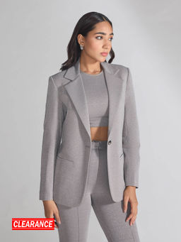 RSVP by Nykaa Fashion - Grey Shimmer Full Sleeves Classic Blazer