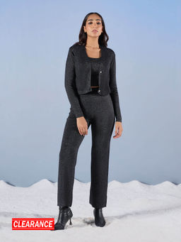 RSVP by Nykaa Fashion - Black And Silver Scoop Neck Co Ord (Set of 3)