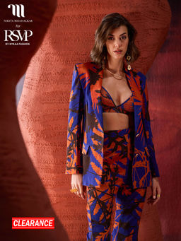 RSVP by Nykaa Fashion - Nikita Mhaisalkar Blue and Rust Floral Print Shoulder Straps Bralette