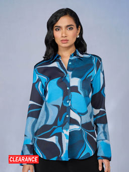 RSVP by Nykaa Fashion - Blue Abstract Printed Full Sleeve Shirt