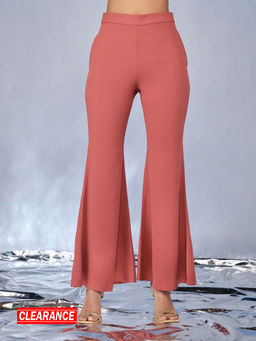 RSVP by Nykaa Fashion - Pink Solid Fit and Flare High Waist Pant