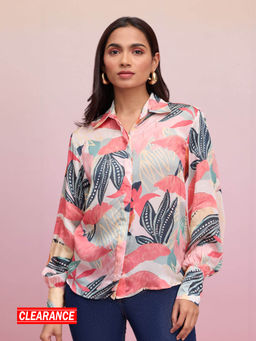 RSVP by Nykaa Fashion - Multicolor Printed Floral Full Sleeves Satin Shirt