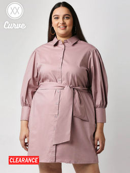 Twenty Dresses by Nykaa Fashion - Pink Solid Collar Neck Mini Dress