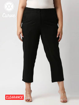Twenty Dresses by Nykaa Fashion - Curve Black Solid Straight Work Pants