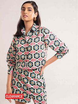 Twenty Dresses by Nykaa Fashion - Multicolor Printed Collar Neck Crop Shirt