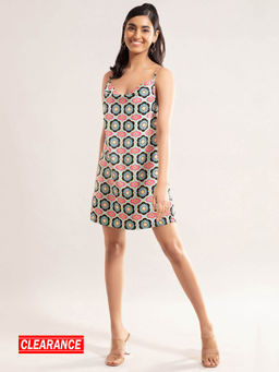 Twenty Dresses by Nykaa Fashion - Multi Color Printed Cowl Neck Mini Dress