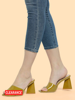 Twenty Dresses by Nykaa Fashion - Green Square Toe Triangular Block Heels