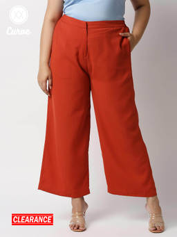 Twenty Dresses by Nykaa Fashion - Curve Rust Solid Flared Pants