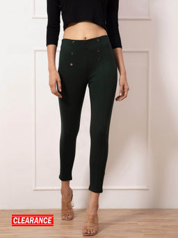 Twenty Dresses by Nykaa Fashion - Green Solid Skinny Jeggings