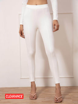 Twenty Dresses by Nykaa Fashion - Off White Solid Skinny Jeggings