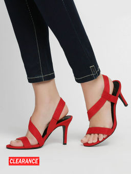 Twenty Dresses by Nykaa Fashion - Red Round Toe Curved Strap Stiletto Heels