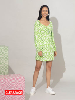 Twenty Dresses by Nykaa Fashion - Green Geometric Printed Short Dress