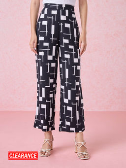 Twenty Dresses by Nykaa Fashion - Work Black And White Geometric Pants