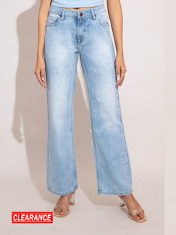 Twenty Dresses by Nykaa Fashion - Cindy Ice Wash Low Waist Wide Leg Denim