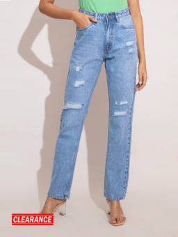 Twenty Dresses by Nykaa Fashion - Madonna Ice Wash High Waist Ripped Denim