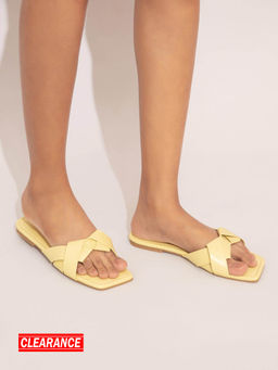 Twenty Dresses by Nykaa Fashion - Yellow Overlap Square Flats