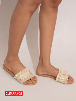 Twenty Dresses by Nykaa Fashion - Off White Woven Geometric Flats