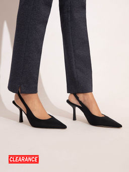 Twenty Dresses by Nykaa Fashion - Black Pointed Closed Slingback Stiletto Heels