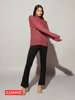 Twenty Dresses by Nykaa Fashion - Pink Solid High Neck Sweater