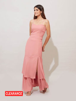 Twenty Dresses by Nykaa Fashion - Pink Sweetheart Slit Maxi Dress