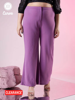 Twenty Dresses by Nykaa Fashion - Curve Purple Solid High Rise Bootcut Pants