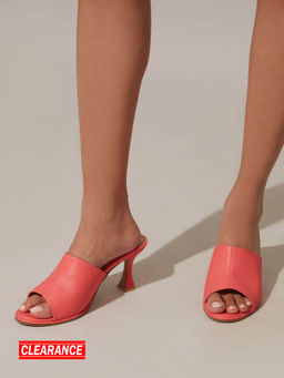 Twenty Dresses by Nykaa Fashion - Coral Round Toe Mule Stilettoes