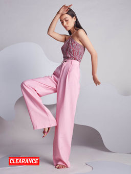 Twenty Dresses by Nykaa Fashion - Pink And White Stripes Bodysuit