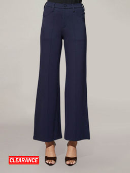 Twenty Dresses by Nykaa Fashion - Basics Navy Blue Solid Flared Jeggings