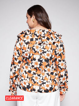 Twenty Dresses by Nykaa Fashion - Curve Multi-Color And Rust Floral Printed Work Shirt (2XL)