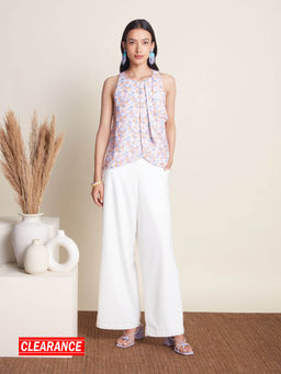 Twenty Dresses by Nykaa Fashion - Work Floral Printed Sleeveless Overlap Top