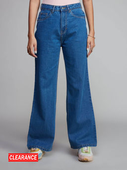 Twenty Dresses by Nykaa Fashion - Cindy Blue Wide Leg High Waist Casual Denims