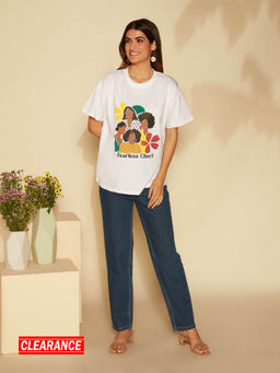 Twenty Dresses by Nykaa Fashion - White Short Sleeves Round Neck Slogan Tshirt