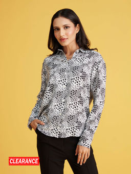 Twenty Dresses by Nykaa Fashion - Work White And Black Abstract Print Shirt